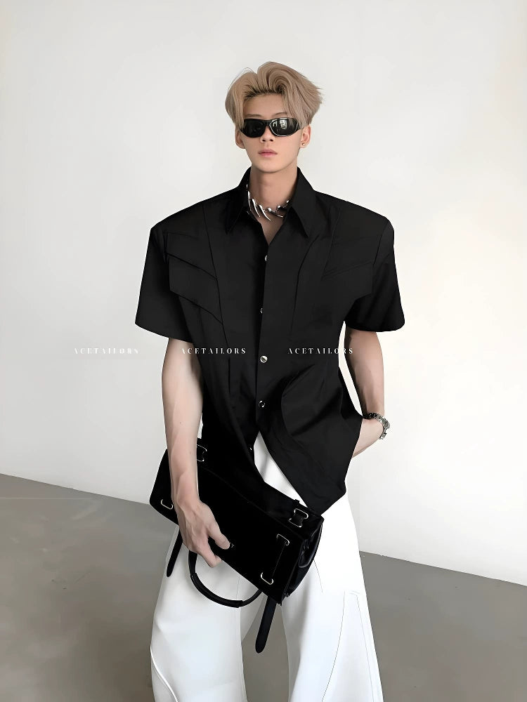 Deconstructed Shoulder-Pad Short Sleeve Shirt WN20060