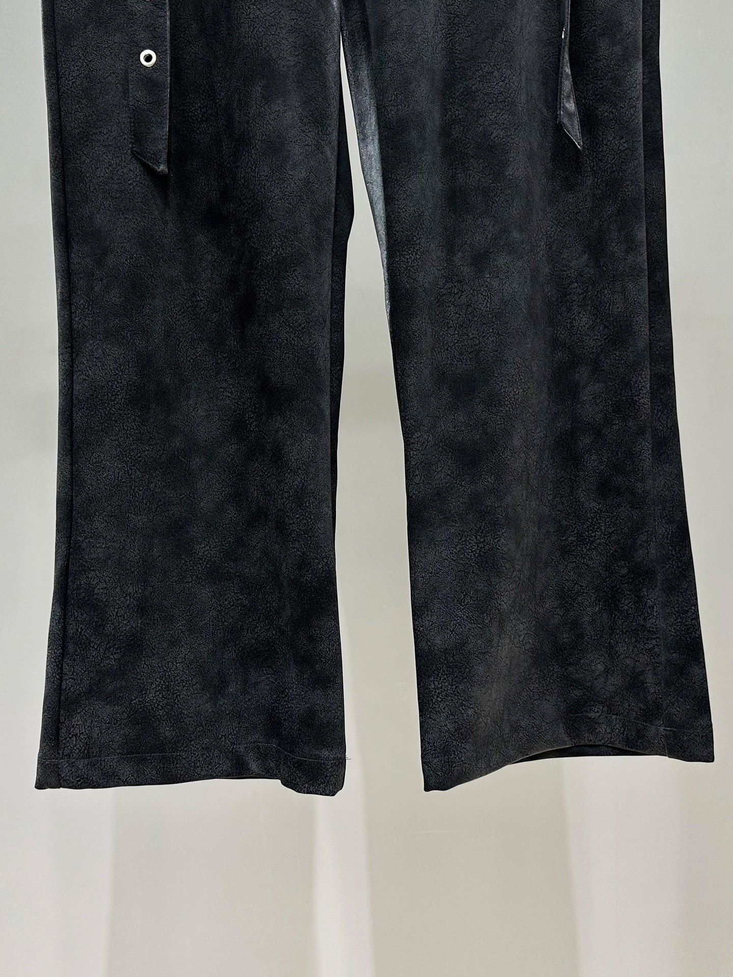 Strap Zipper PU Leather Straight Pants WN23859