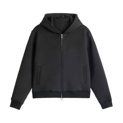 Solid Space Cotton Short Dual-Zipper Hoodie WN13379