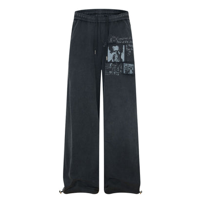 Washed Fade Graphic Wide Leg Sweatpants WN26098