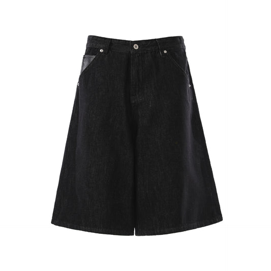 Raw Wash Wide Leg Denim Half Pants WN25701