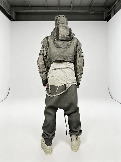 Deconstructed Detachable Hooded Short Jacket WN21999