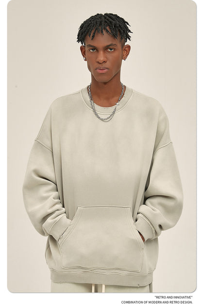 Fleece Lining Spray-dye Damage Oversize Sweatshirt WN9967