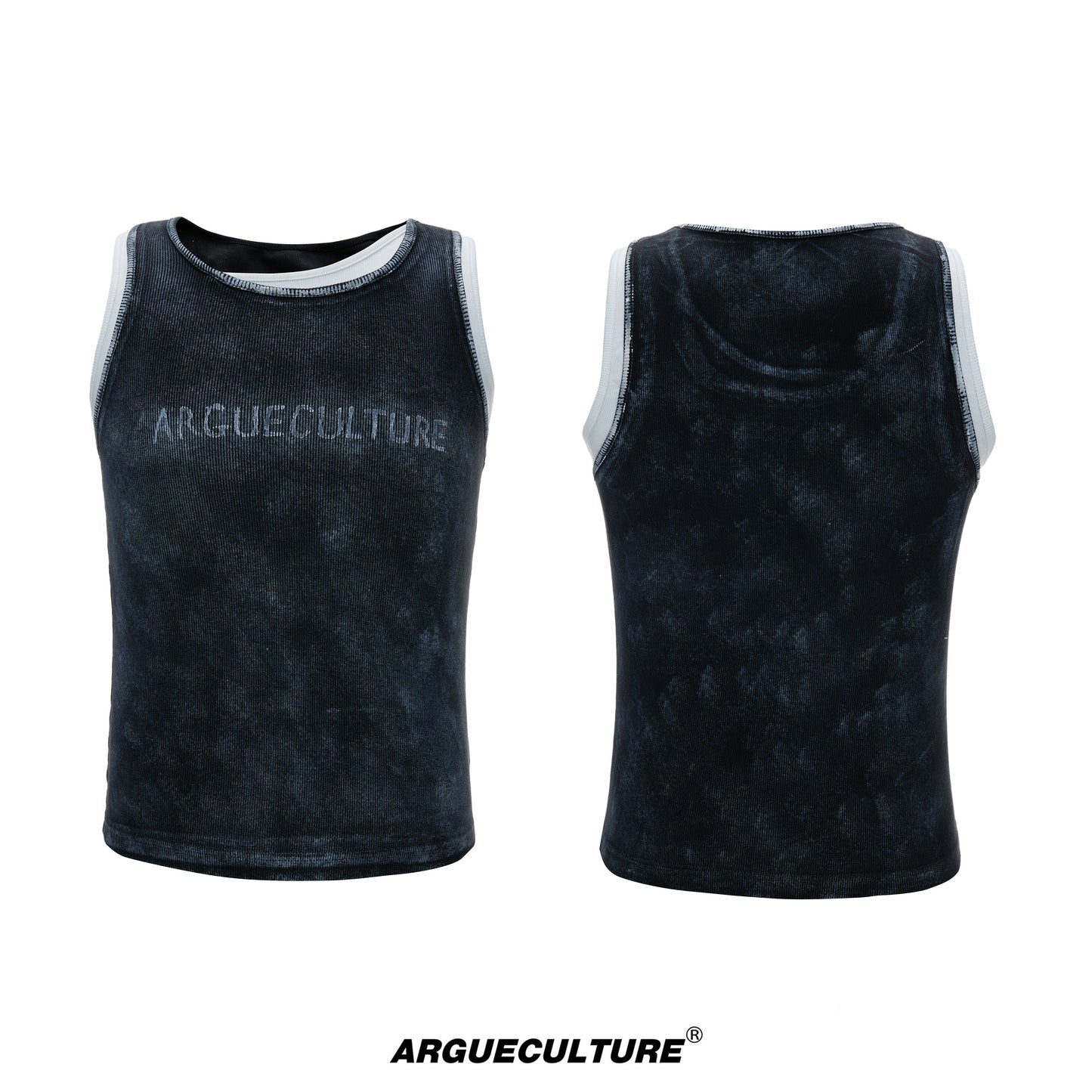 Fake Layered Graffiti Print Sporty Breathable Tank Top WN27035