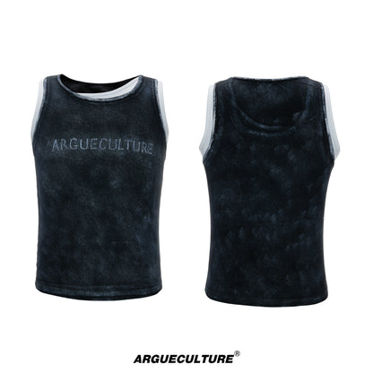 Fake Layered Graffiti Print Sporty Breathable Tank Top WN27035