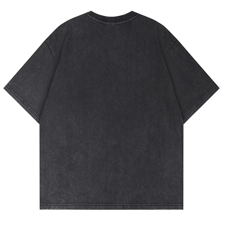 Washed Graphic Letter Print Short Sleeve T-Shirt WN25765