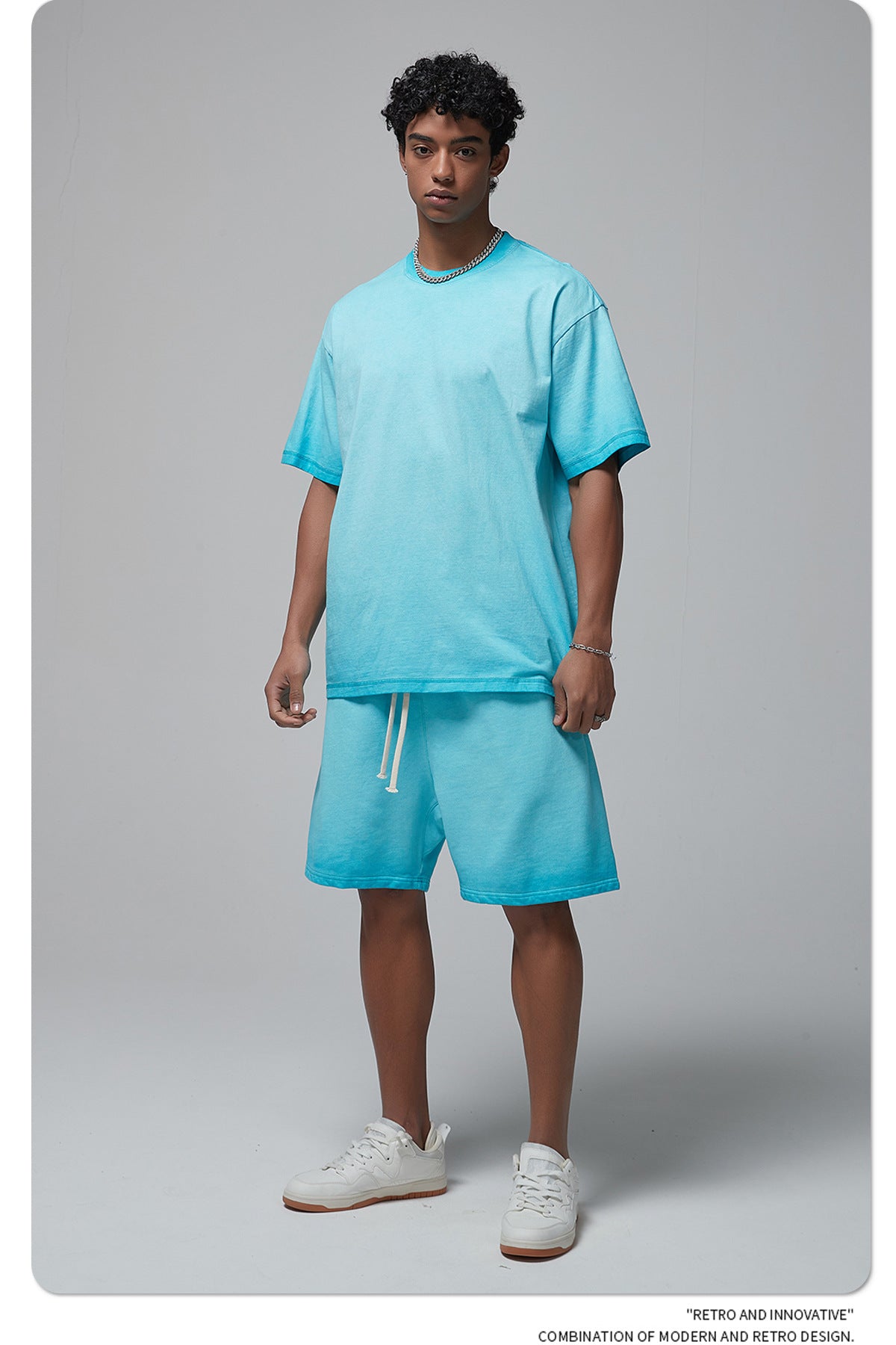Vintage Dyed Oversize Short-sleeve T-shirt & Vintage Dyed Short Sweatpants Setup WN6642