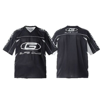 Mesh Sporty V-Neck Short Sleeve T-Shirt WN26438
