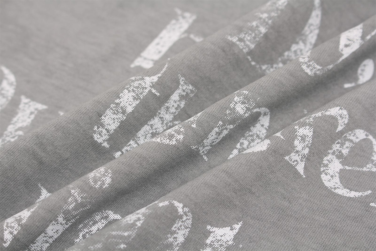 Washed Faded Letter Print Heavyweight Short Sleeve T-Shirt WN26869