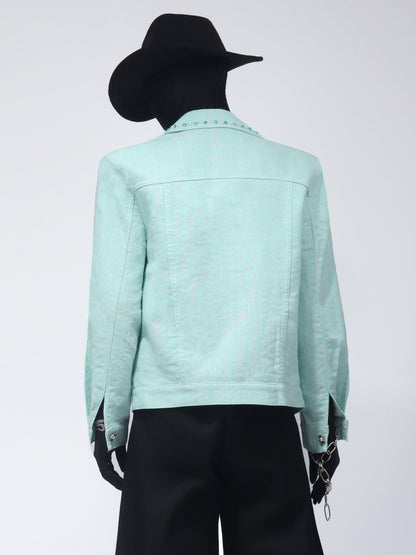 Studs Decor Flap Pocket Short Jacket WN23684