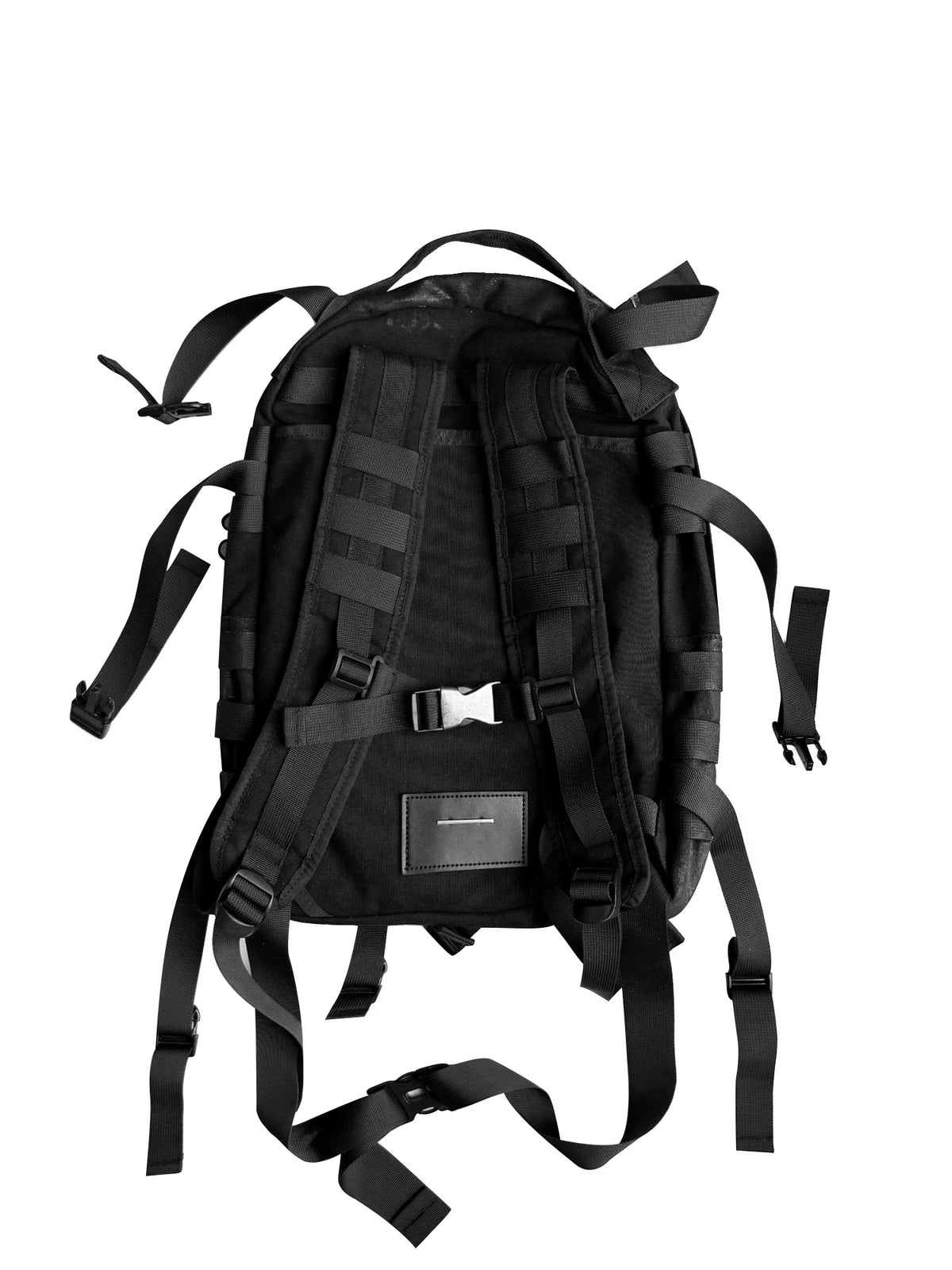 WN27074 CinderVein crack-coated nylon webbing backpack, patent leather, antique silver buckle, leather tag functional backpack WN27074