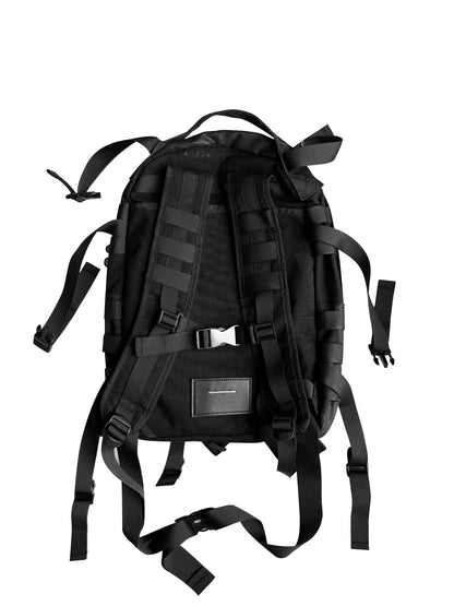 WN27074 CinderVein crack-coated nylon webbing backpack, patent leather, antique silver buckle, leather tag functional backpack WN27074