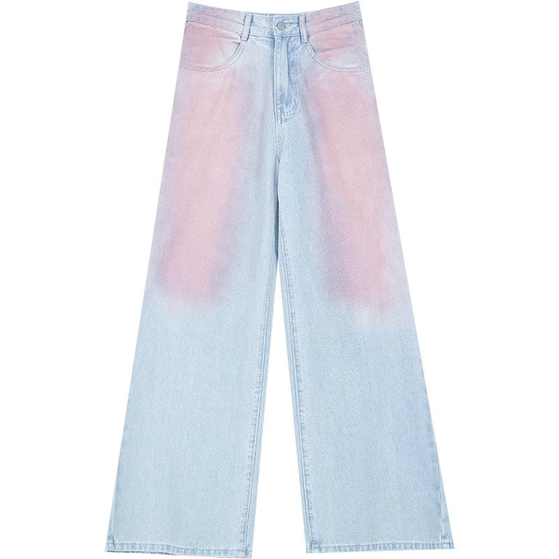 Washed Straight Long Denim Jeans WN6843