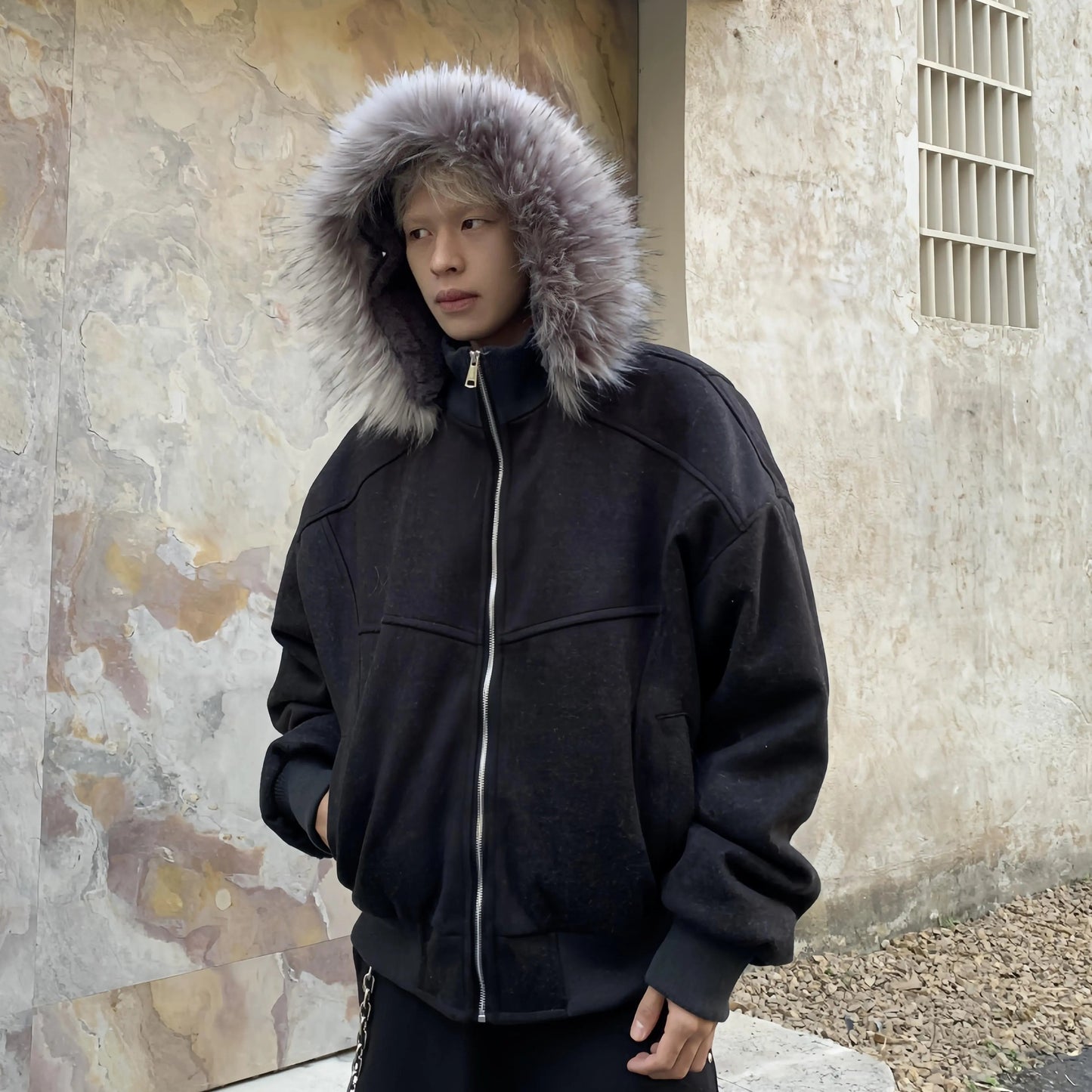 Fake Fur-Collar Zipper Padded Jacket WN22182