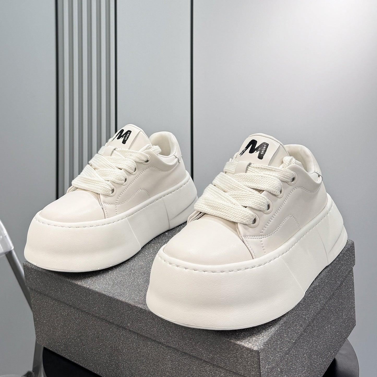 Lace Up Platform Thick Sole Sneakers WN24616