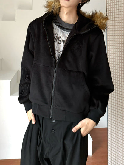 Fake Fur-Collar Zipper Hoodie WN22184
