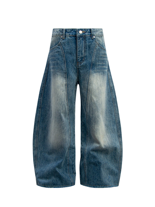 Washed Panel Wide Leg Denim Jeans WN26274