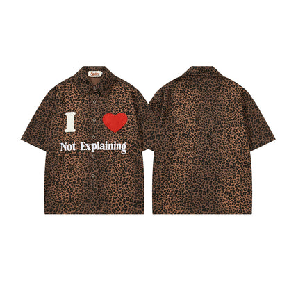 Leopard Heart Patch Short Sleeve Shirt WN25556
