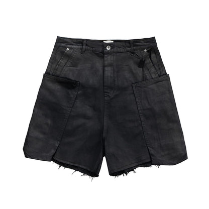 Washed Coating Cargo Pocket Denim Half Pants WN25714