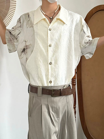 Jacquard Standing-Collar Short Sleeve Shirt WN20021