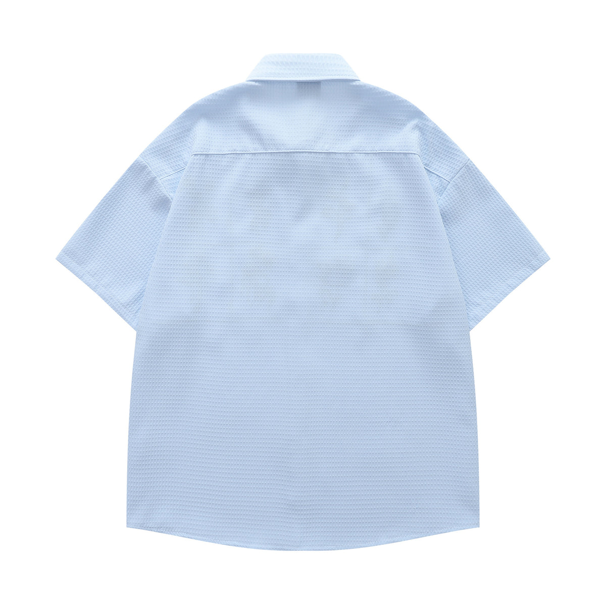 Flower Embroidery Waffle Short Sleeve Shirt WN26913