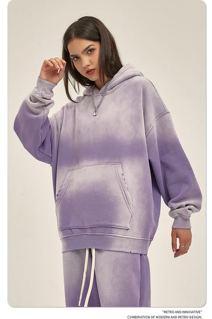 Fleece Lining Spray-dye Damage Oversize Hoodie WN9969-K