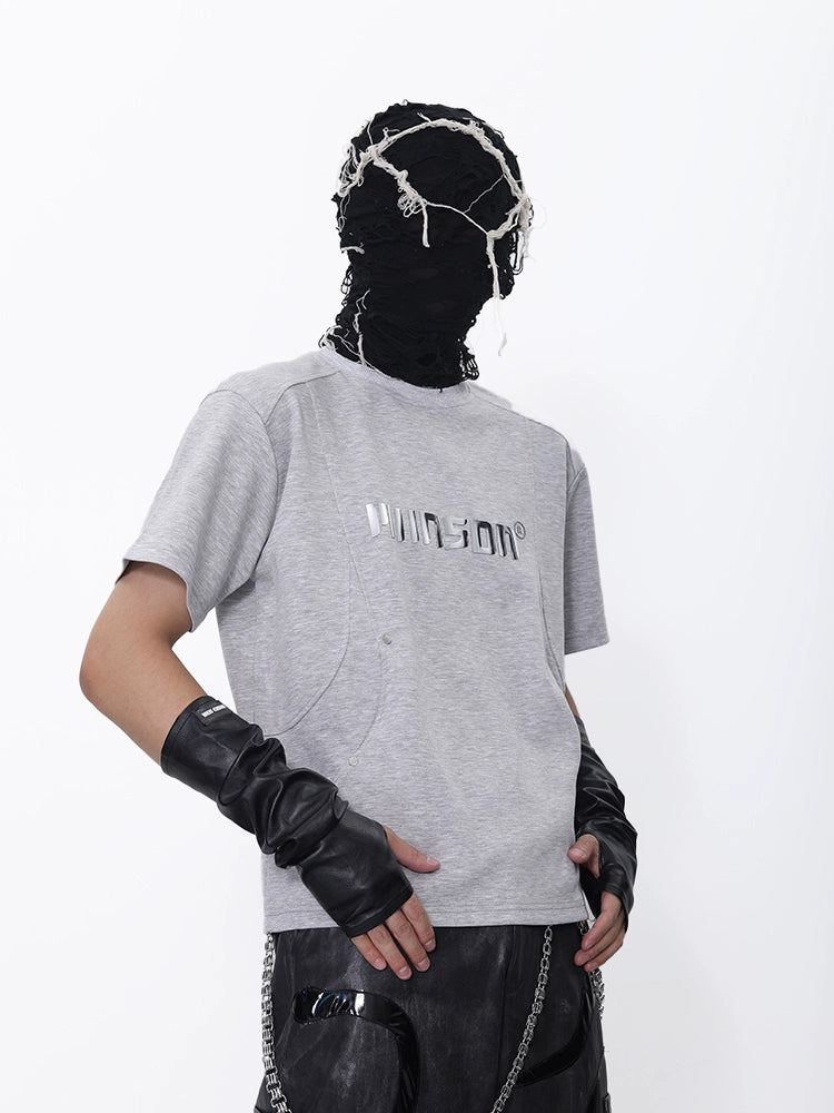 Curve Pocket Patch Embroidery Short Sleeve T-Shirt WN18730