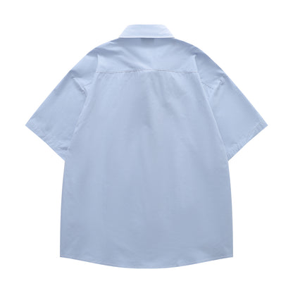 Cat Embroidery Oversize Short Sleeve Shirt WN26845