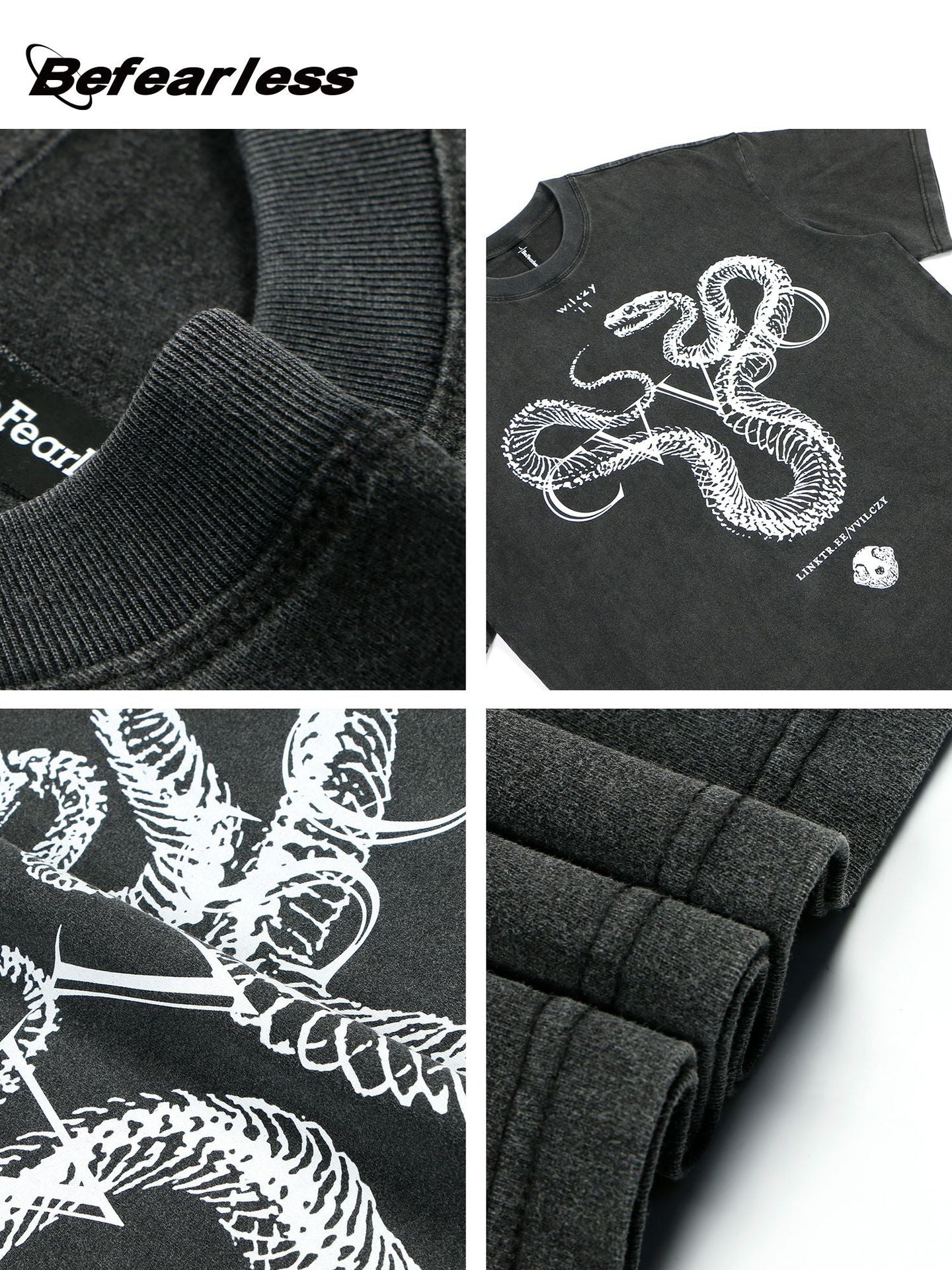 Washed Snake Skeleton Graphic Oversize Short Sleeve T-Shirt WN26408