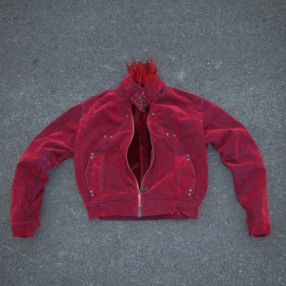 Fur Collar Zipper Denim Jacket WN27466