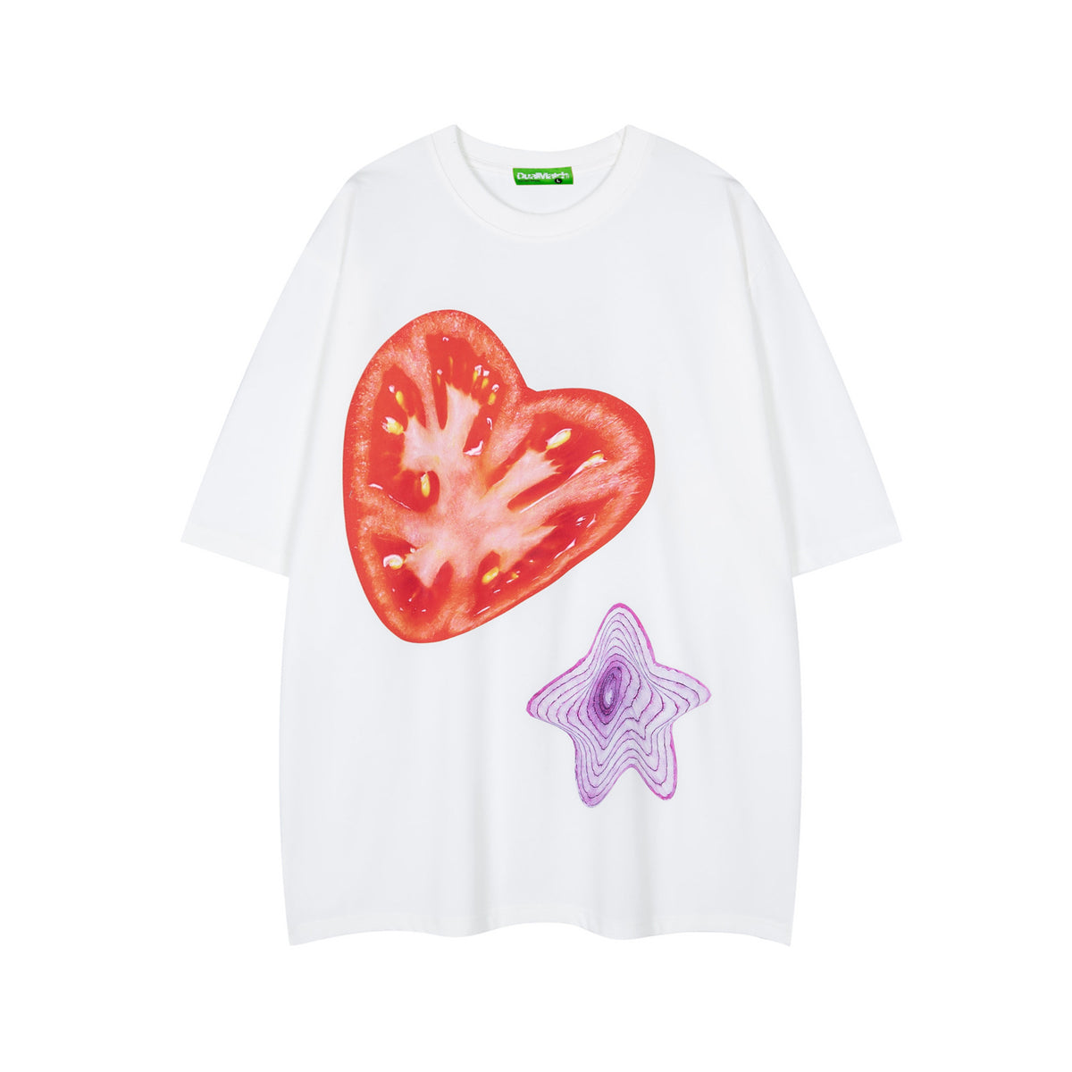 Heart Tomato Print Oversize Short Sleeve T-Shirt WN26863