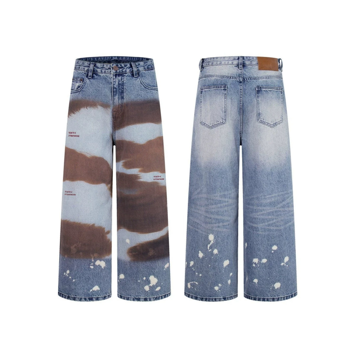 Embroidery Paint Wash Wide Leg Denim Jeans WN27958