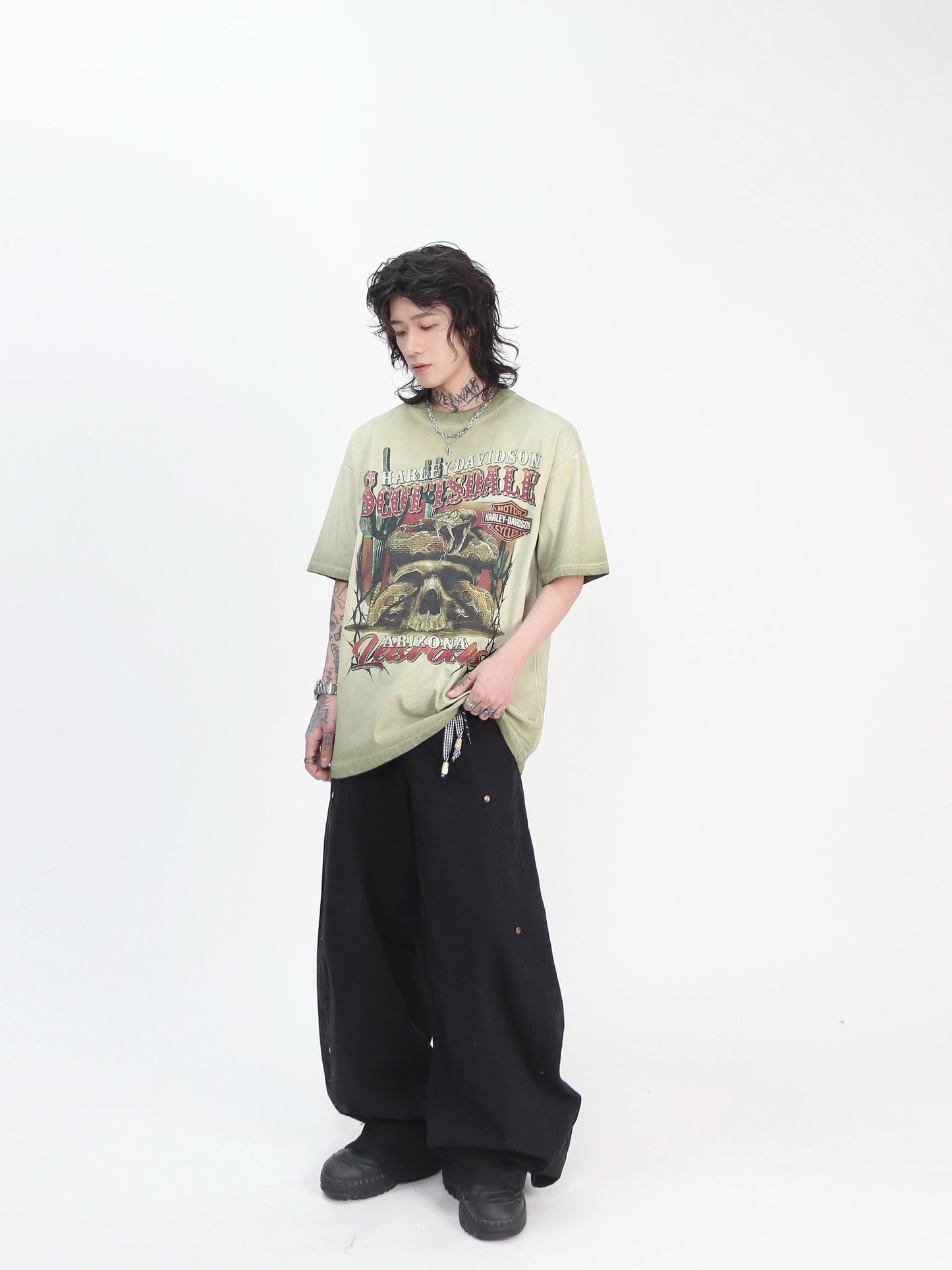 Washed Print Oversize Short Sleeve T-Shirt WN24416