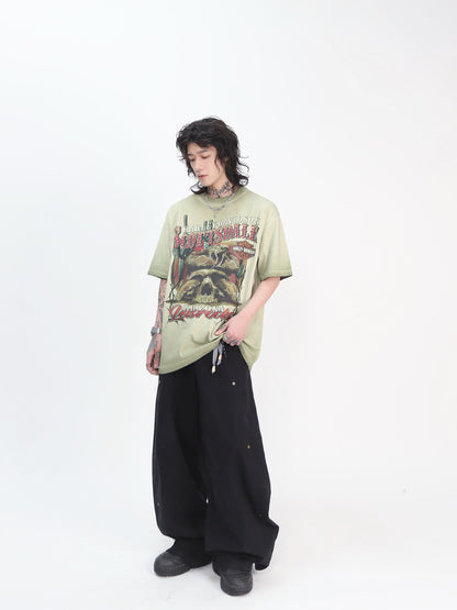 Washed Print Oversize Short Sleeve T-Shirt WN24416