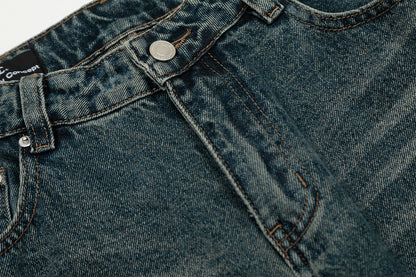 Heavy Wash Wide-Leg Denim Jeans WN16110