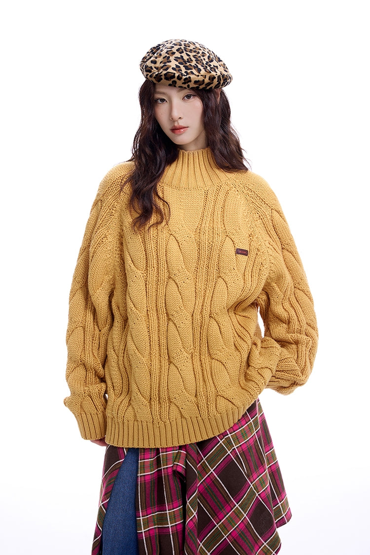 Oversize High-Neck Knit Sweater WN9794