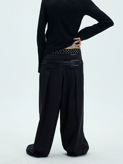 Double Waist Wide Leg Buggy Trousers WN9078