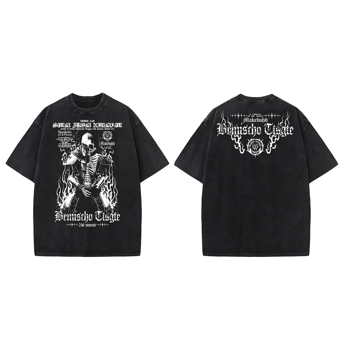 Washed Skeleton Art Graphic Short Sleeve T-Shirt WN26966