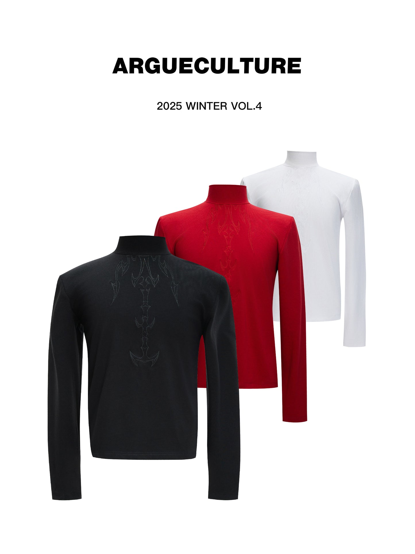 Turtleneck Embroidery long-sleeve Versatile T-shirt WN22673