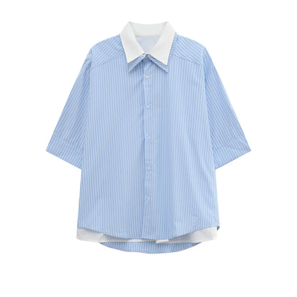 Layered Stripe Short Sleeve Shirt WN25027