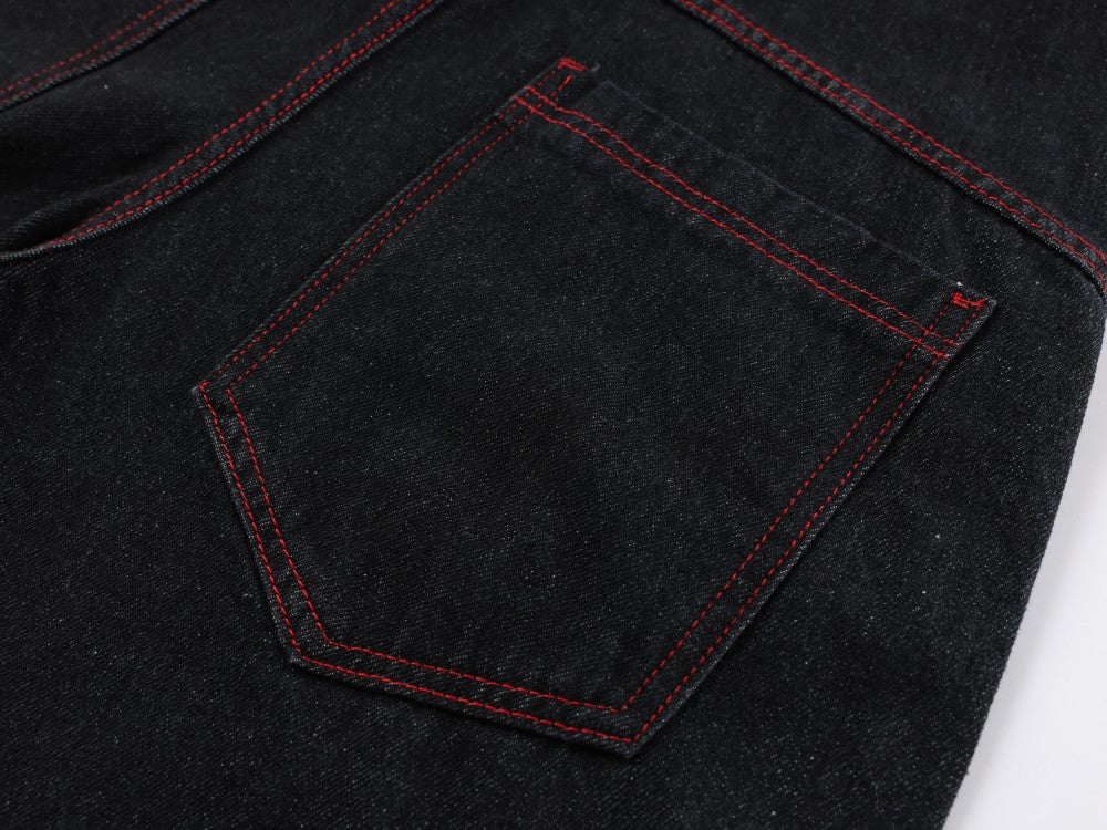 Dragon Embroidery Wide Leg Denim Jeans WN27934