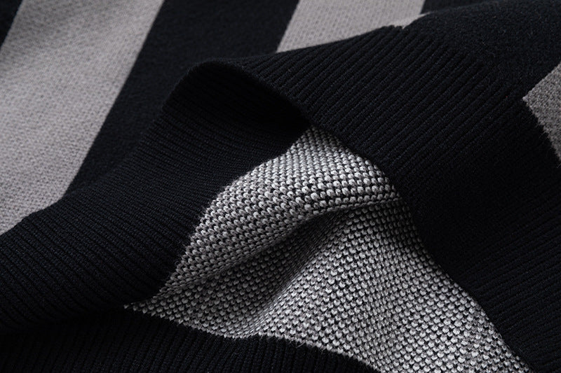 Colorblock Striped Collared Oversize Knit Sweater WN11452