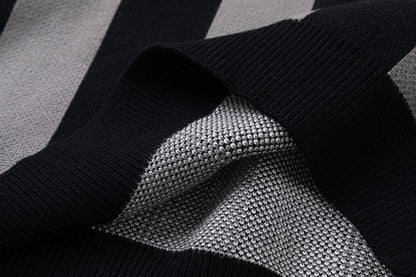 Colorblock Striped Collared Oversize Knit Sweater WN11452