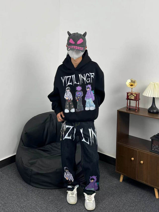 Illustration Print Oversize Hoodie WN24072