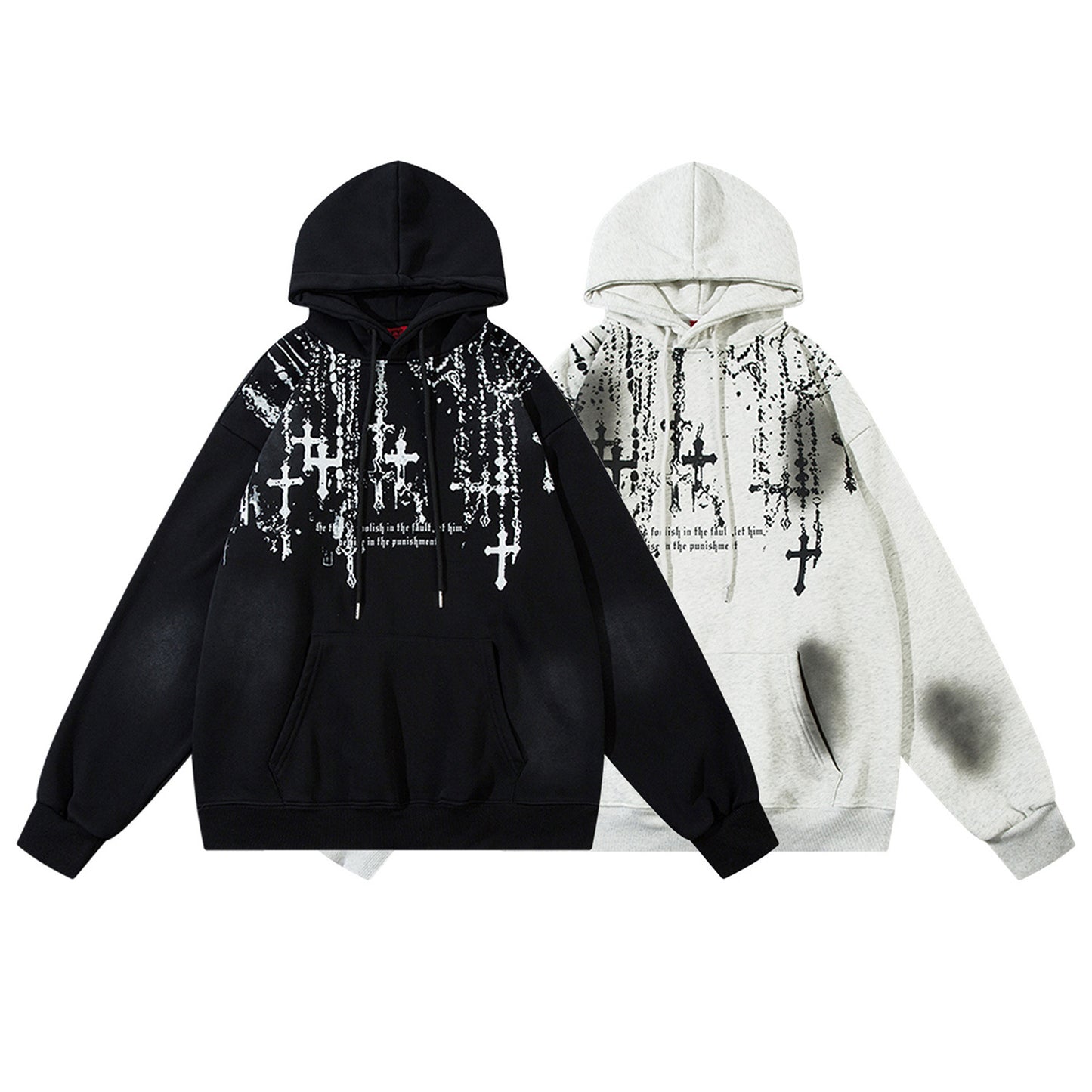 Spray-Paint Cross Pullover Hoodie WN11241