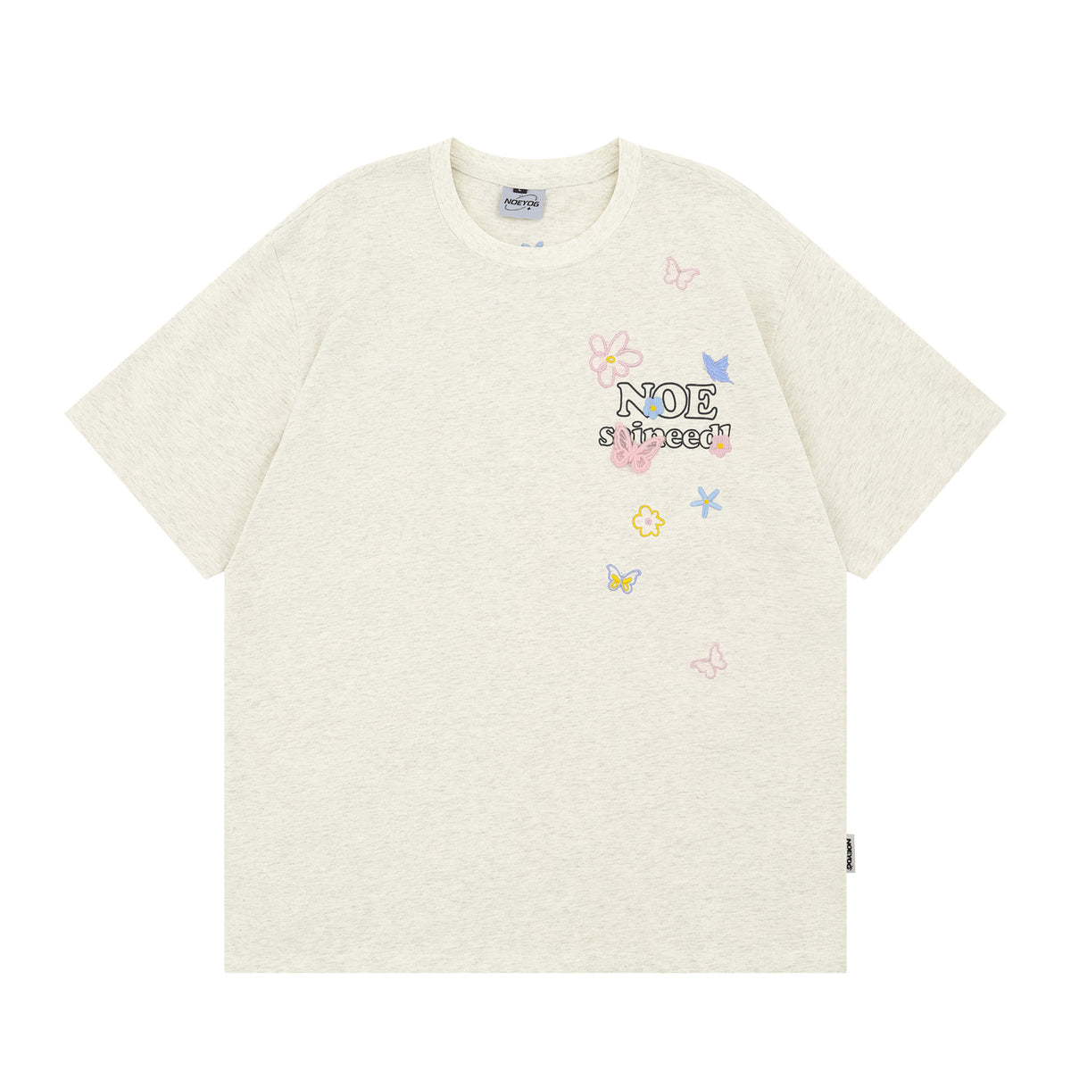 Butterfly Flower Embroidery Short Sleeve T-Shirt WN26781