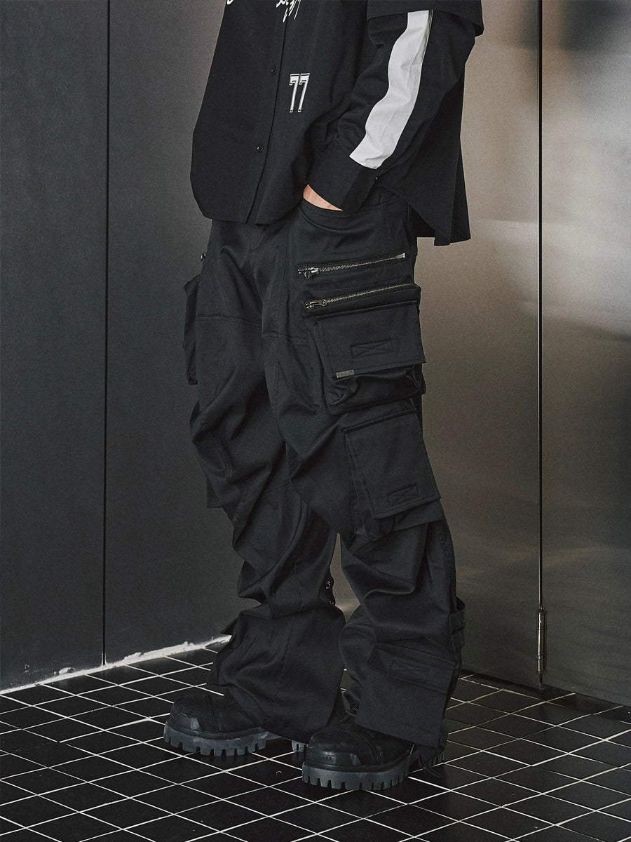 3D Cut Pocket Cargo Wide Leg Pants WN17717