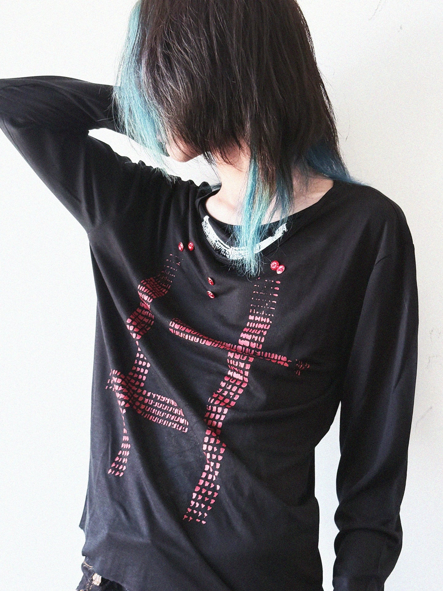 Graphic Design Fake Layered Long Sleeve T-shirt WN20908