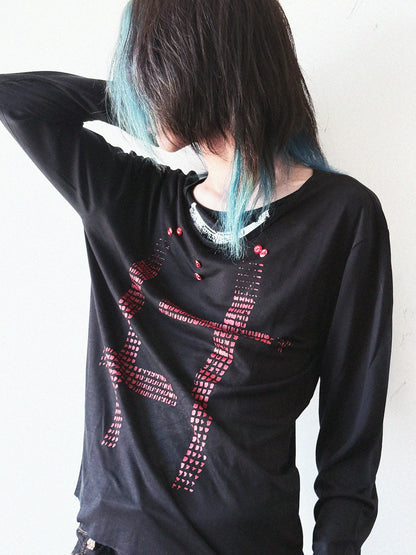 Graphic Design Fake Layered Long Sleeve T-shirt WN20908