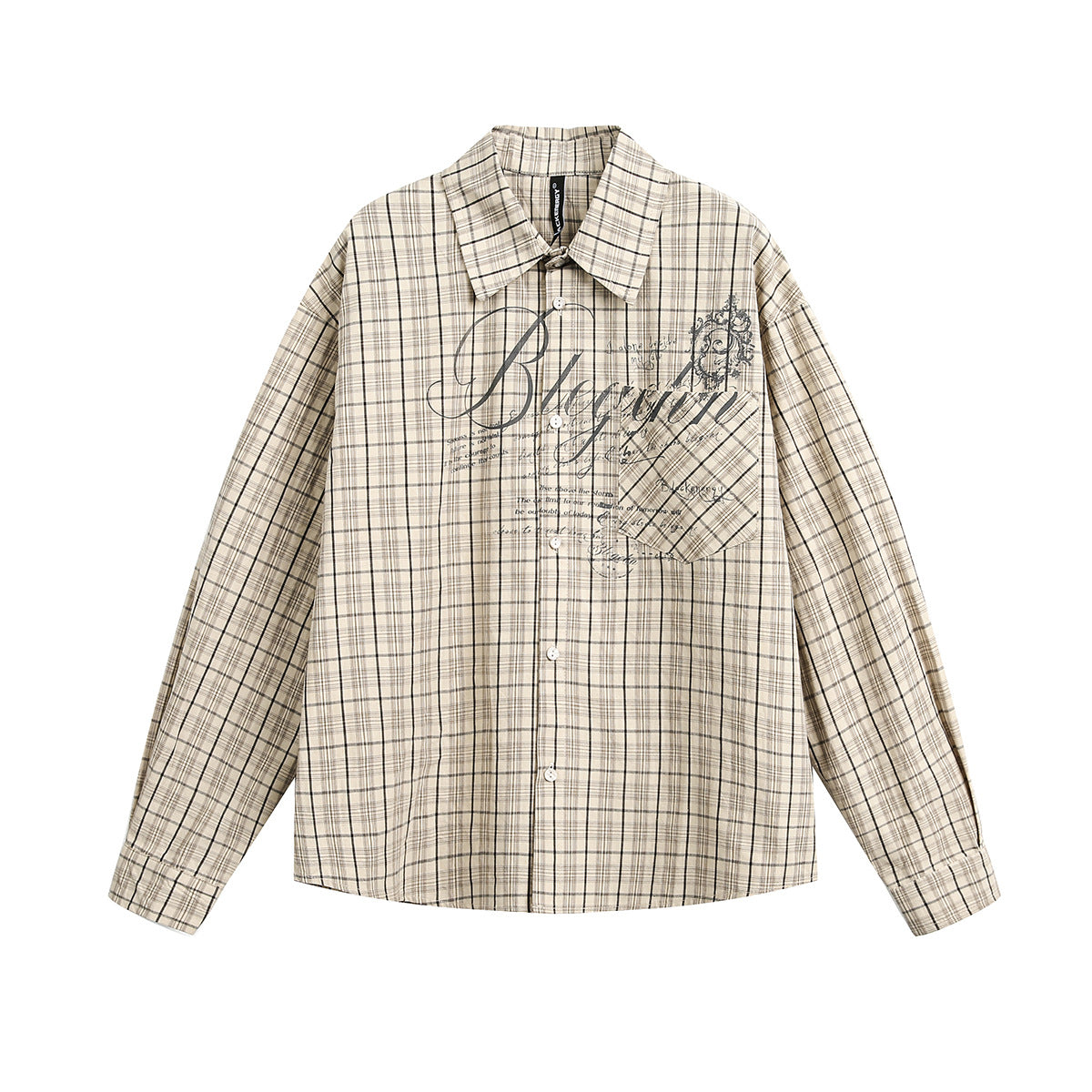 Plaid Letter Print Long Sleeve Shirt WN25410